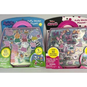 Puffy Sticker Playset Lot of 2 Minnie Mouse & Peppa Pig Reusable Stickers NEW